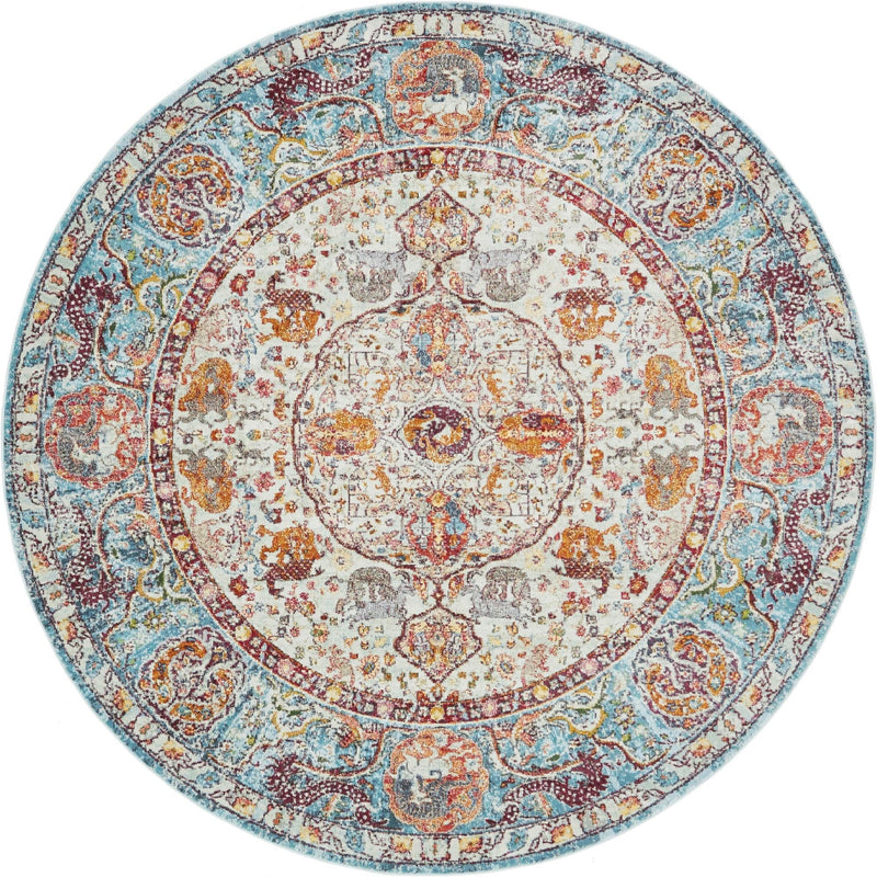 Caribbean Breeze Collection Area Rug -  Xcalak Round Light Blue  lifestyle 16