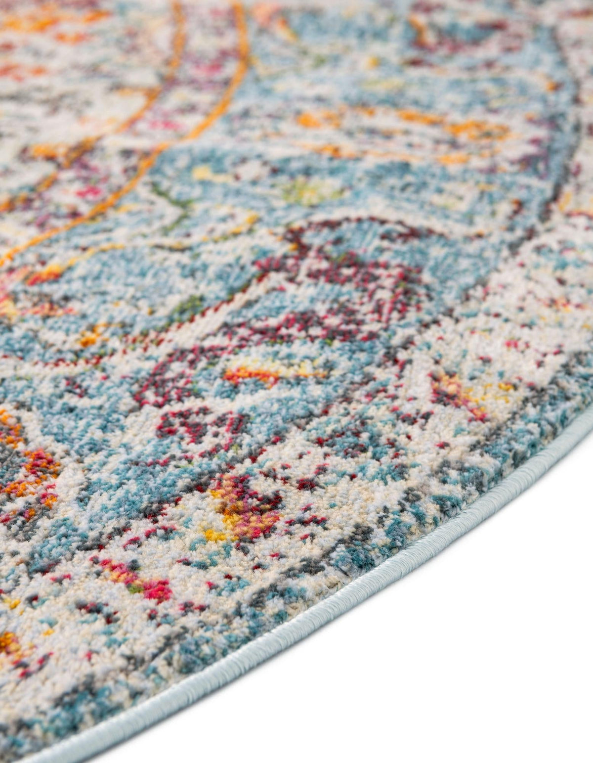 Caribbean Breeze Collection Area Rug -  Xcalak Round Light Blue  lifestyle 56
