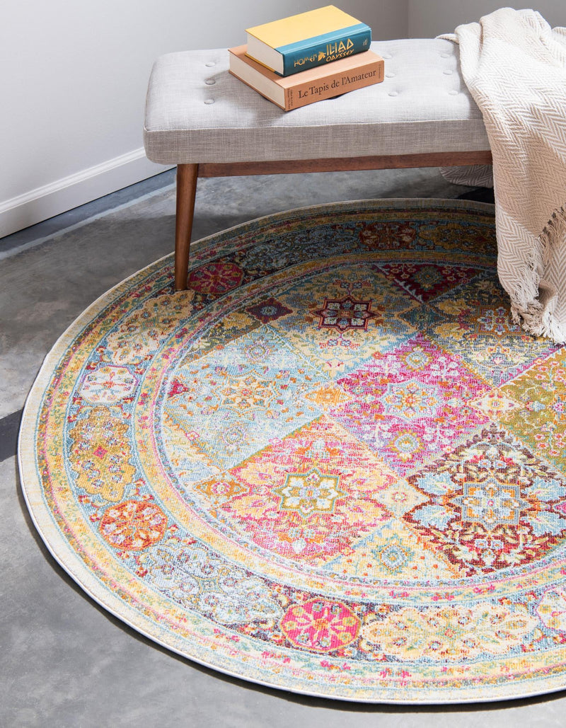 Caribbean Breeze Collection Area Rug -  Grenada Round Multi  lifestyle 14
