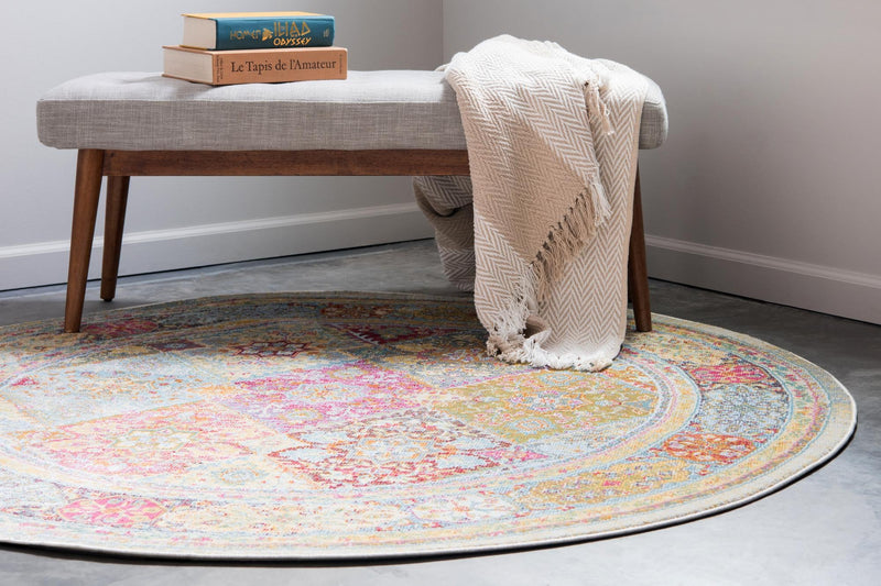 Caribbean Breeze Collection Area Rug -  Grenada Round Multi  lifestyle 20