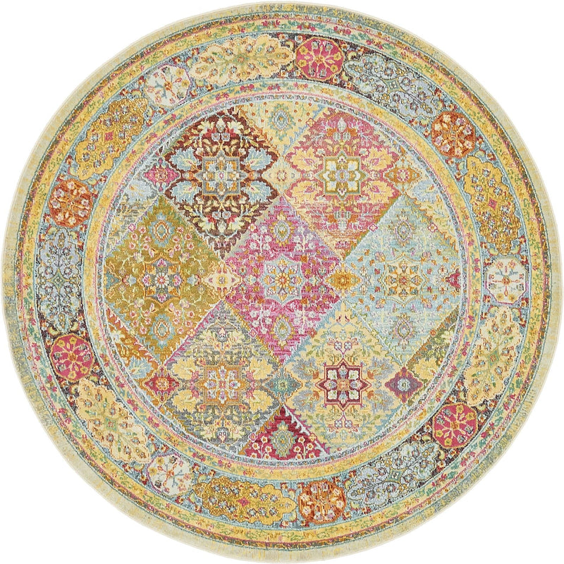 Caribbean Breeze Collection Area Rug -  Grenada Round Multi  lifestyle 11