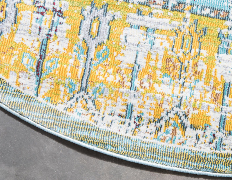 Caribbean Breeze Collection Area Rug -  Heliconia Round Light Blue  lifestyle 25