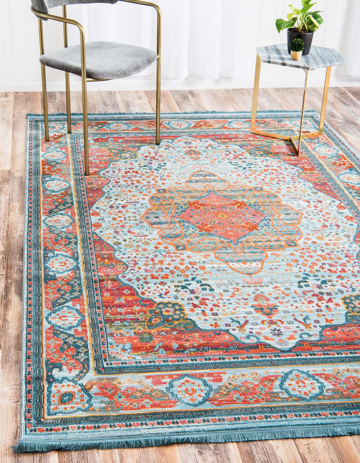 Caribbean Breeze Collection Area Rug -  Floriana Rectangle Light Blue  lifestyle 3