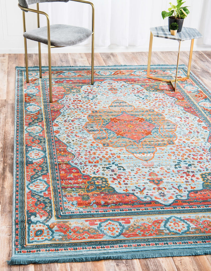 Caribbean Breeze Collection Area Rug -  Floriana Rectangle Light Blue  lifestyle 3