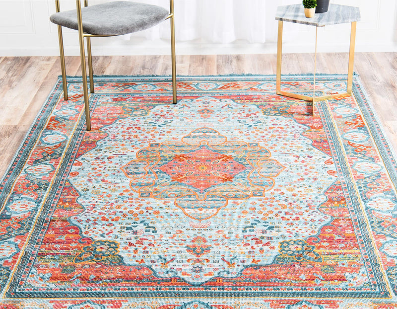 Caribbean Breeze Collection Area Rug -  Floriana Rectangle Light Blue  lifestyle 5