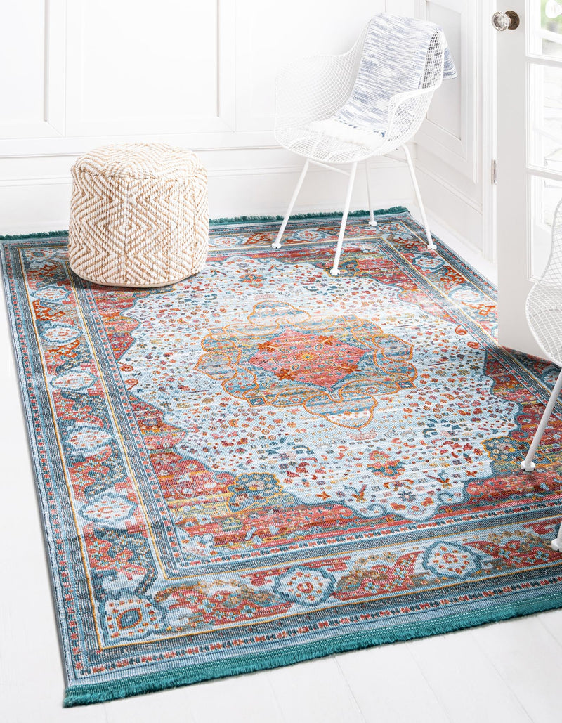 Caribbean Breeze Collection Area Rug -  Floriana Rectangle Light Blue  lifestyle 2
