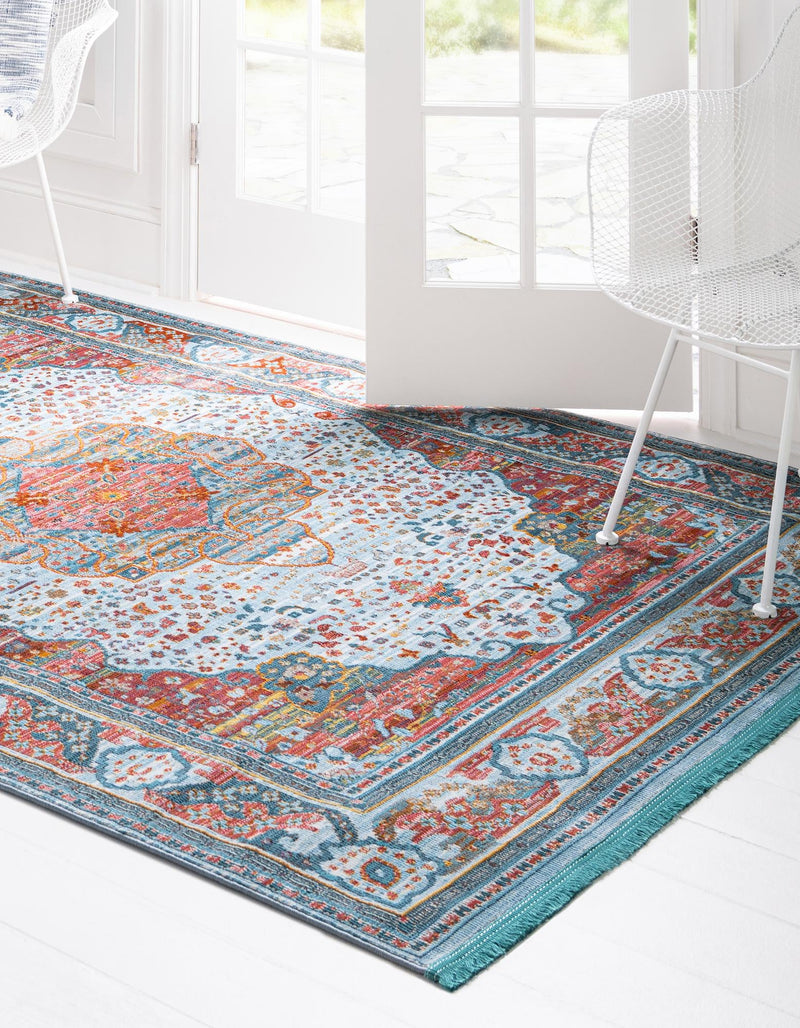 Caribbean Breeze Collection Area Rug -  Floriana Rectangle Light Blue  lifestyle 6