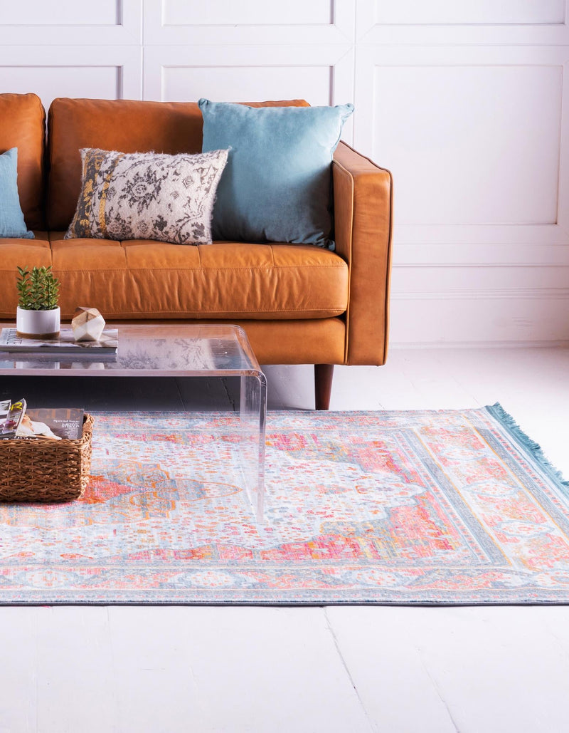 Caribbean Breeze Collection Area Rug -  Floriana Rectangle Light Blue  lifestyle 7