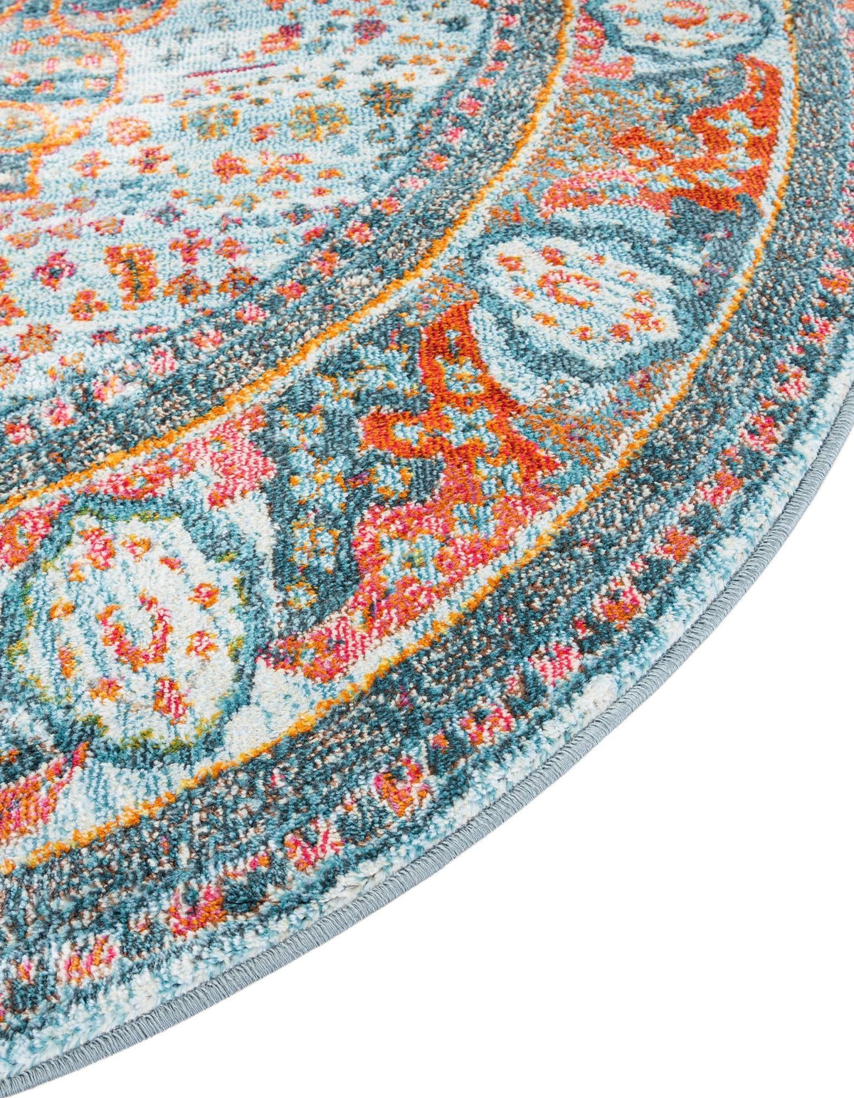 Caribbean Breeze Collection Area Rug -  Floriana Round Light Blue  lifestyle 40