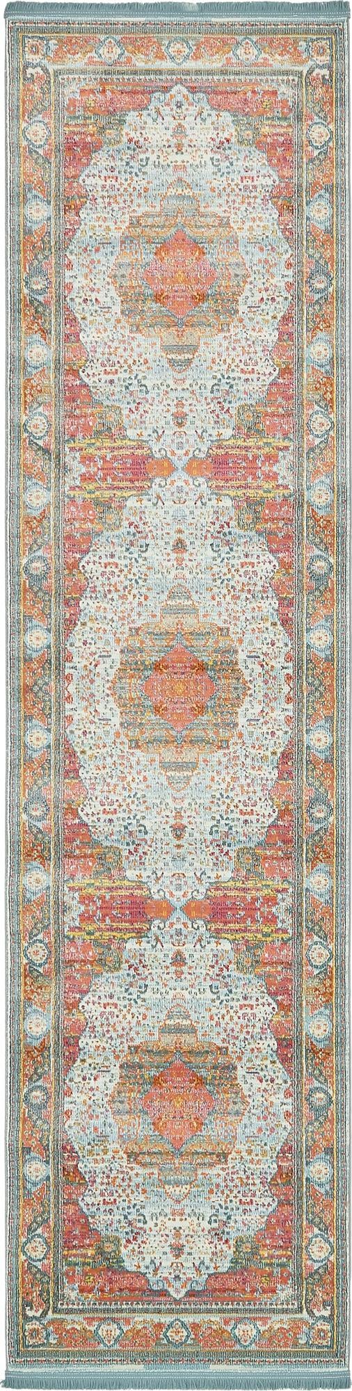 Caribbean Breeze Collection Area Rug -  Floriana Runner Light Blue  lifestyle 15