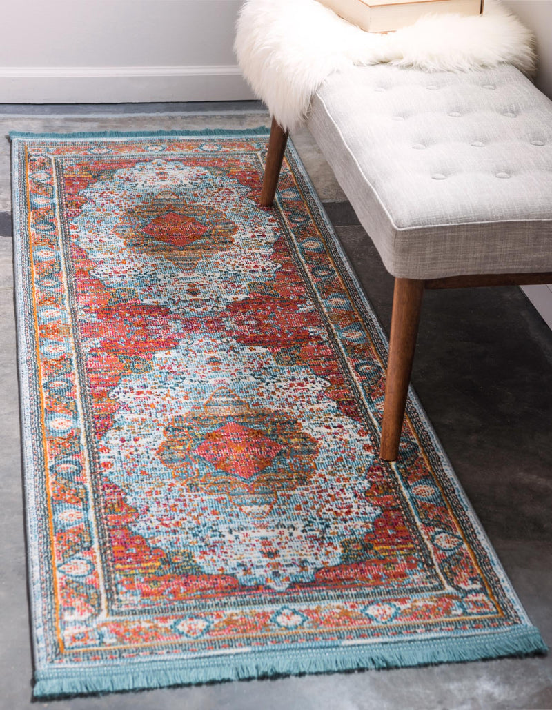 Caribbean Breeze Collection Area Rug -  Floriana Runner Light Blue  lifestyle 20