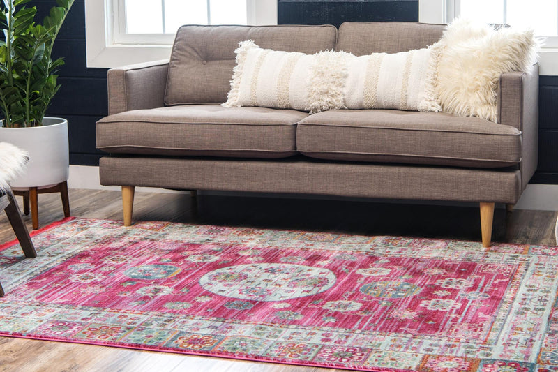 Caribbean Breeze Collection Area Rug -  Hibiscus Rectangle Pink  lifestyle 3