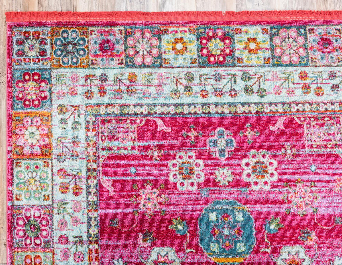 Caribbean Breeze Collection Area Rug -  Hibiscus Rectangle Pink  lifestyle 5