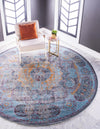 Caribbean Breeze Collection Area Rug -  Iguana Round Blue  lifestyle 13