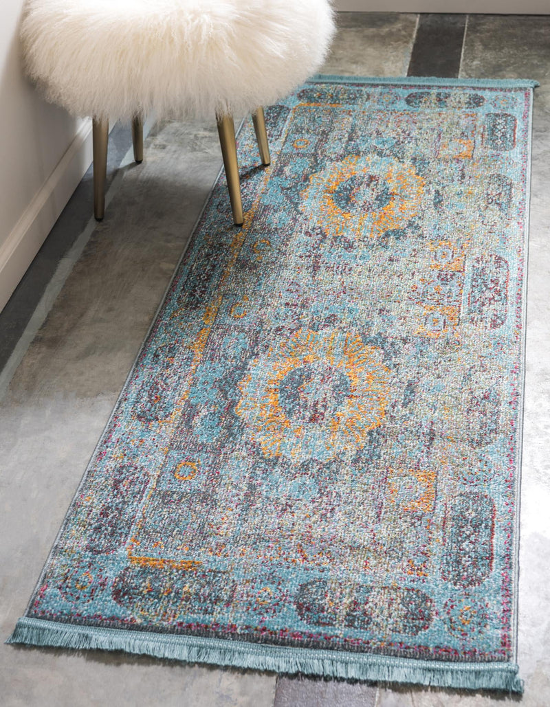 Caribbean Breeze Collection Area Rug -  Iguana Runner Blue  lifestyle 14