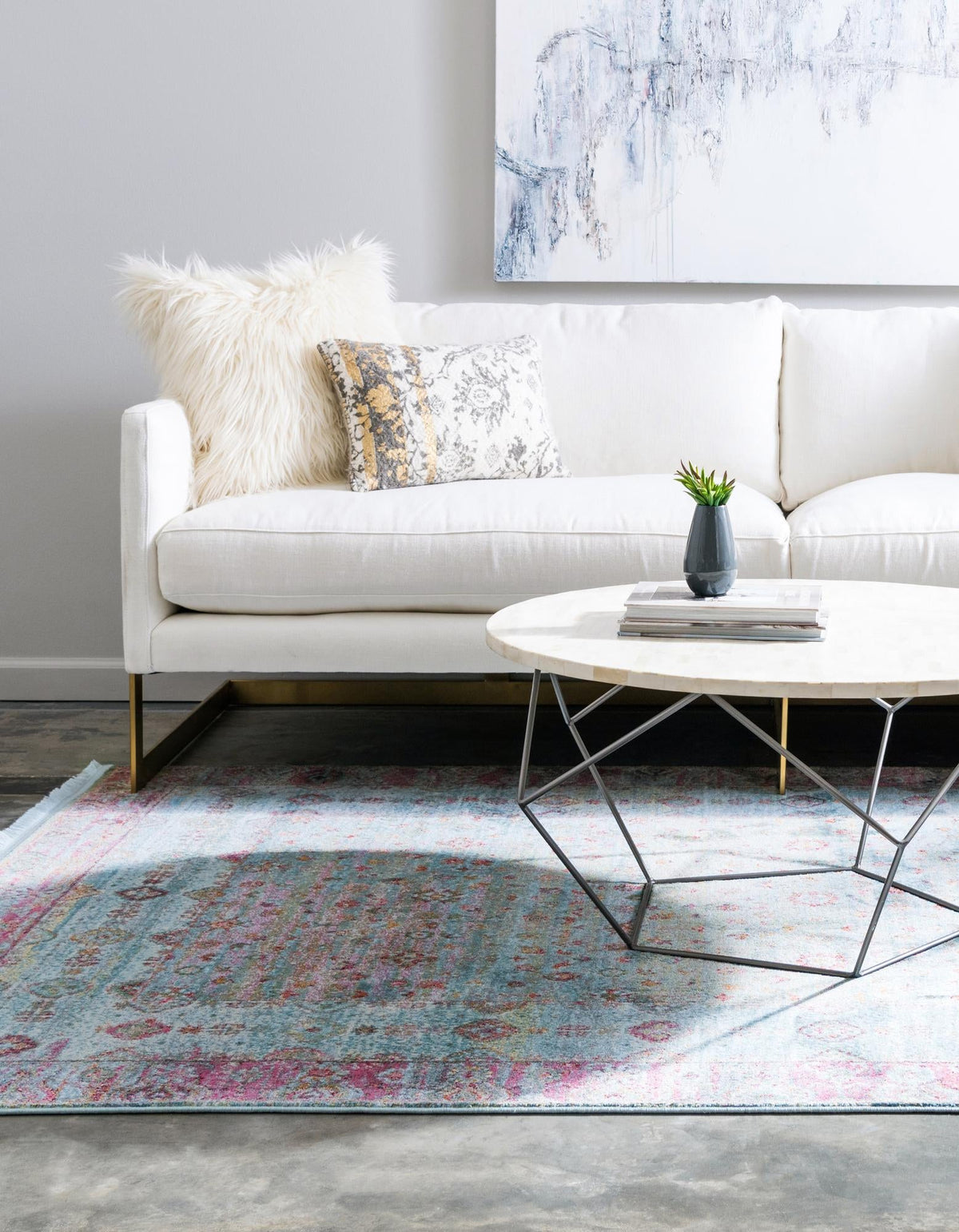 Caribbean Breeze Collection Area Rug -  Juniper Rectangle Blue  lifestyle 4