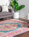 Caribbean Breeze Collection Area Rug -  Windward Rectangle Turquoise  lifestyle 8