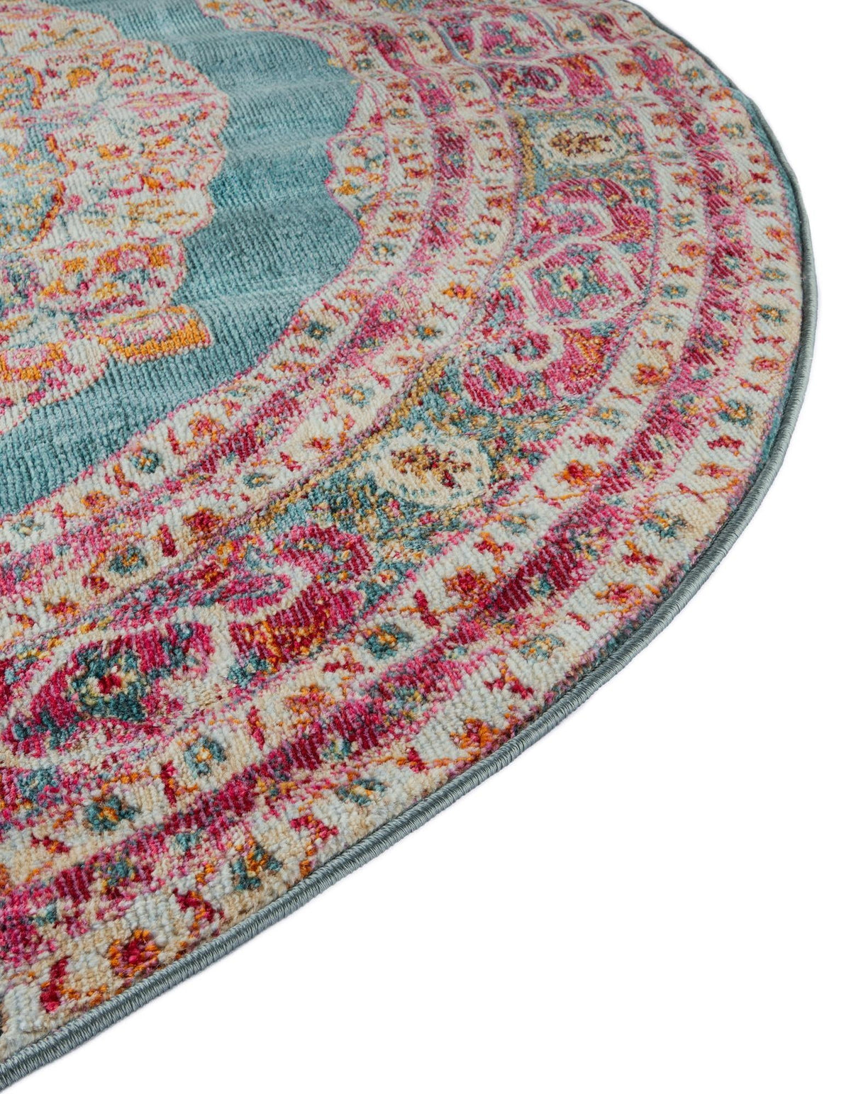Caribbean Breeze Collection Area Rug -  Windward Round Turquoise  lifestyle 90