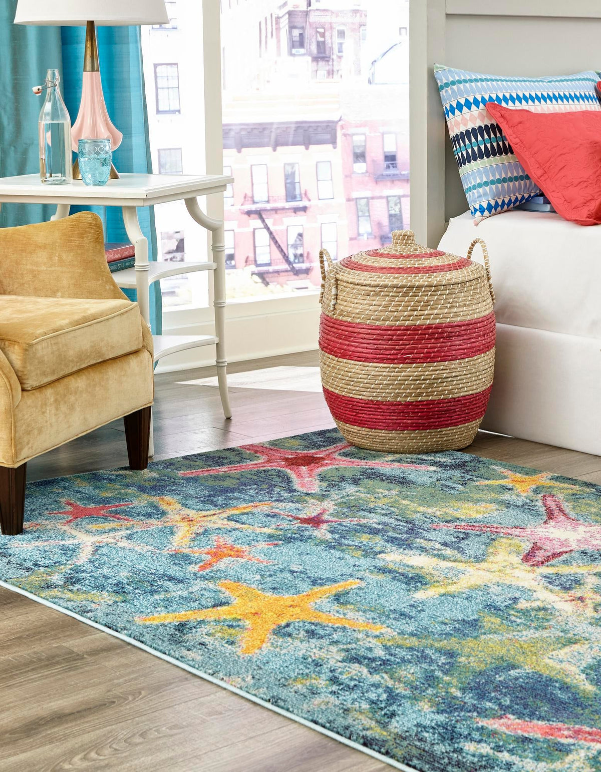 Sorrento Shores Collection Area Rug - Positano Rectangle Navy Blue  lifestyle 5