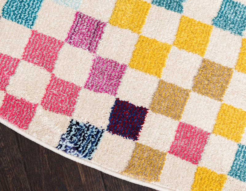 Chromatic Oasis Collection Area Rug -  Flora Round Multi  lifestyle 47