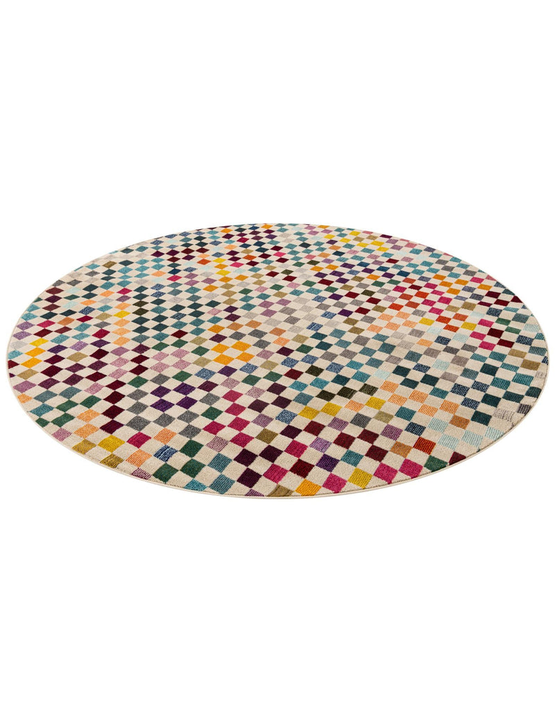 Chromatic Oasis Collection Area Rug -  Flora Round Multi  lifestyle 22