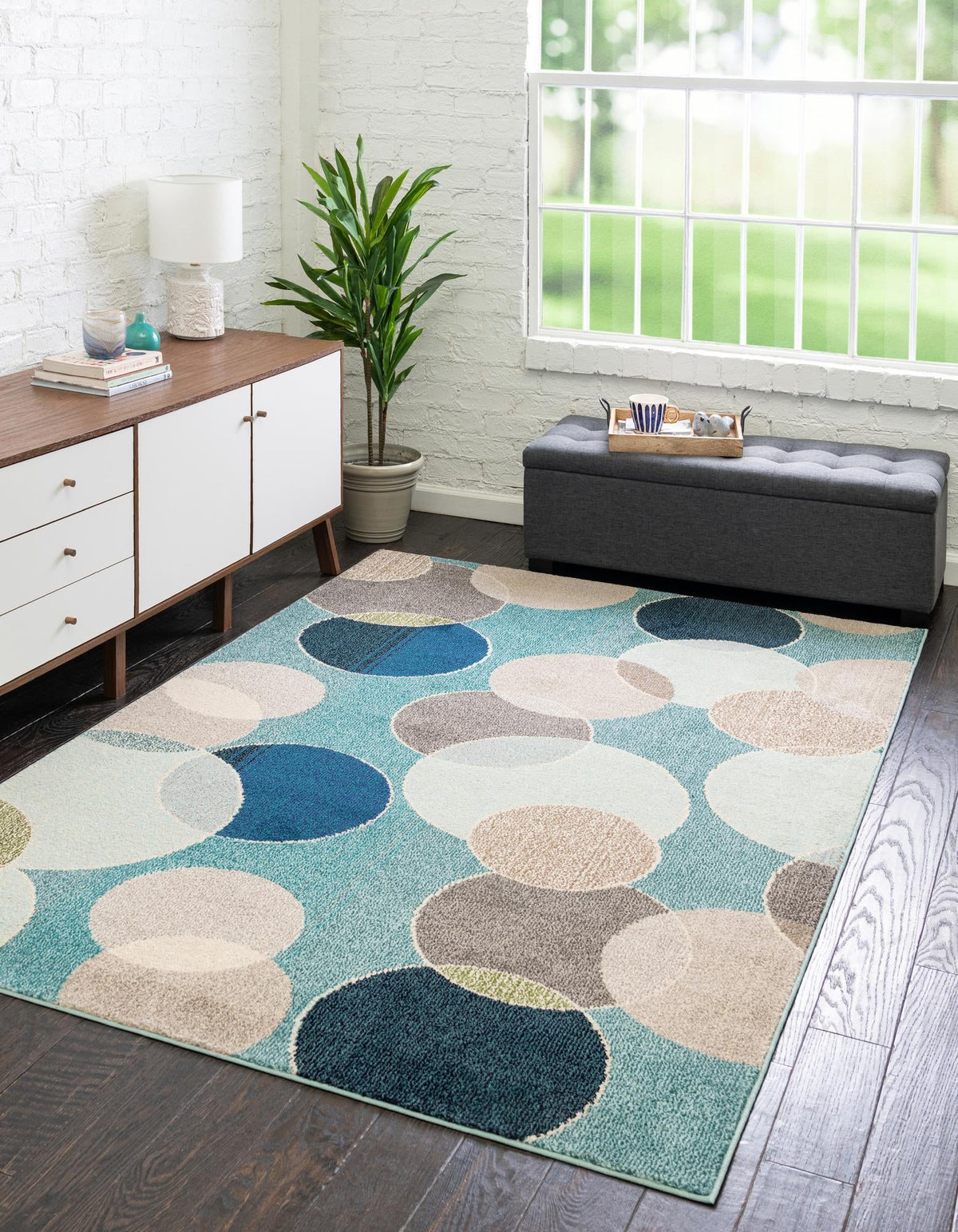 Chromatic Oasis Collection Area Rug -  Zephyr Rectangle Blue  lifestyle 4