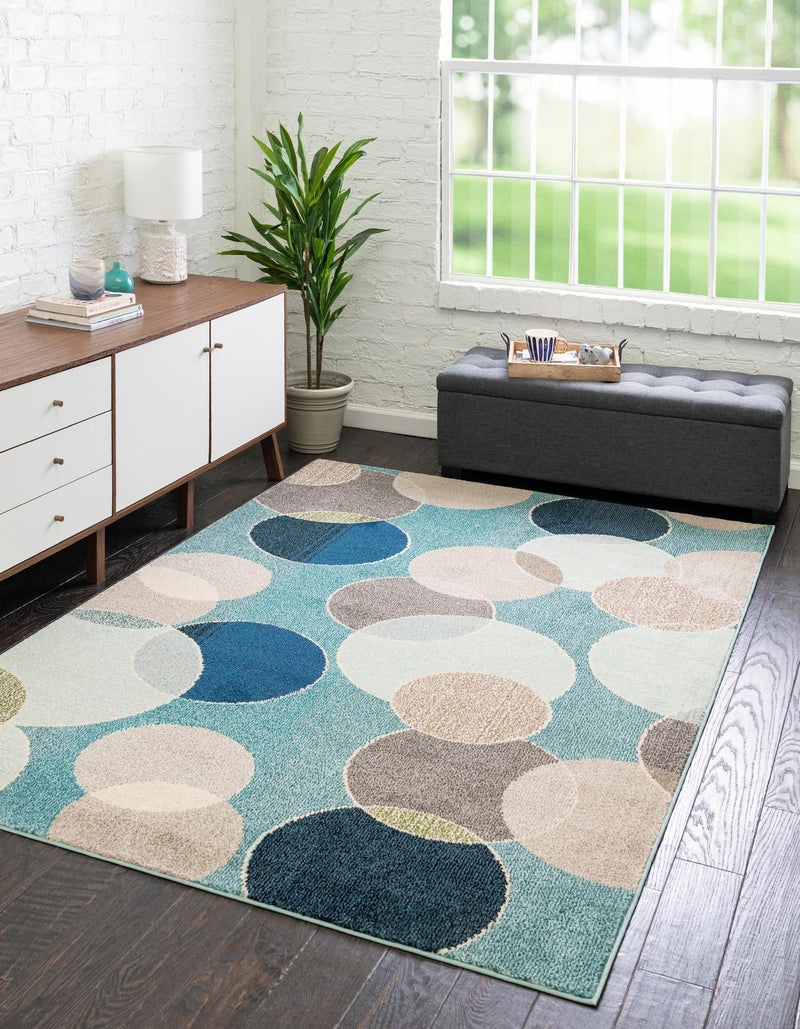 Chromatic Oasis Collection Area Rug -  Zephyr Rectangle Blue  lifestyle 4