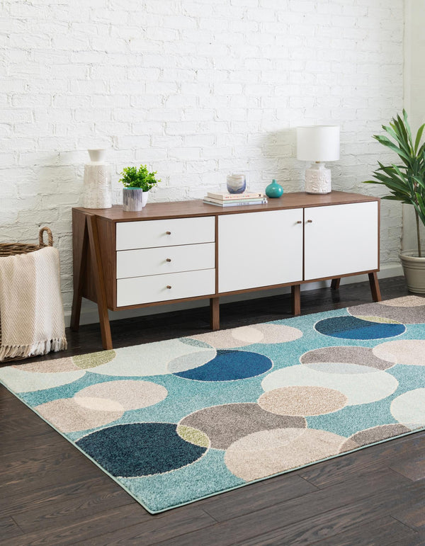 Chromatic Oasis Collection Area Rug -  Zephyr Rectangle Blue  lifestyle 6
