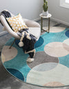 Chromatic Oasis Collection Area Rug -  Zephyr Round Blue  lifestyle 32