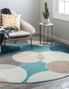 Chromatic Oasis Collection Area Rug -  Zephyr Round Blue  lifestyle 39