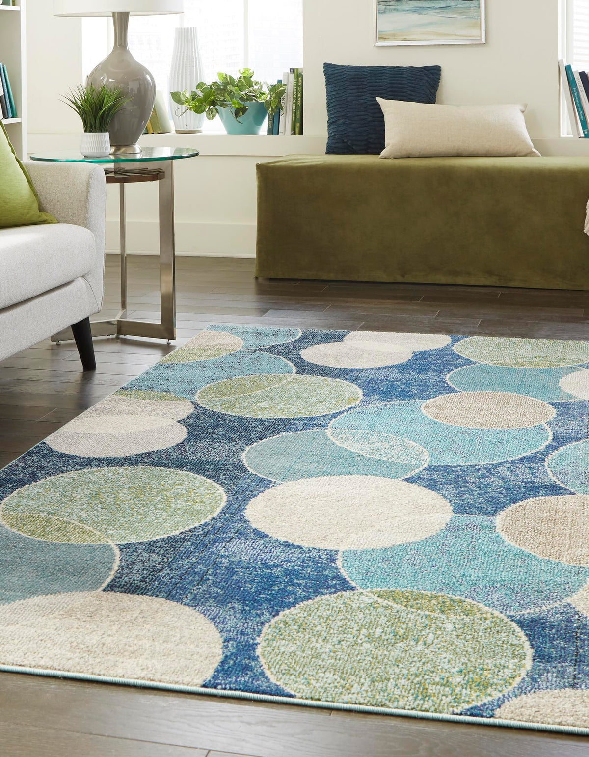 Chromatic Oasis Collection Area Rug -  Zephyr Rectangle Navy Blue  lifestyle 5