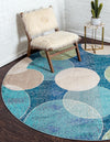 Chromatic Oasis Collection Area Rug -  Zephyr Round Navy Blue  lifestyle 35