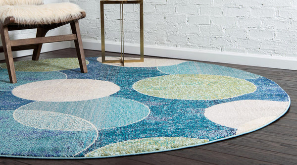 Chromatic Oasis Collection Area Rug -  Zephyr Round Navy Blue  lifestyle 47