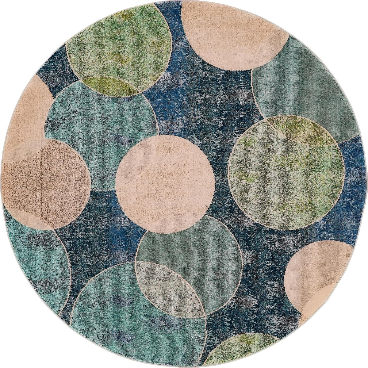 Chromatic Oasis Collection Area Rug -  Zephyr Round Navy Blue  lifestyle 97