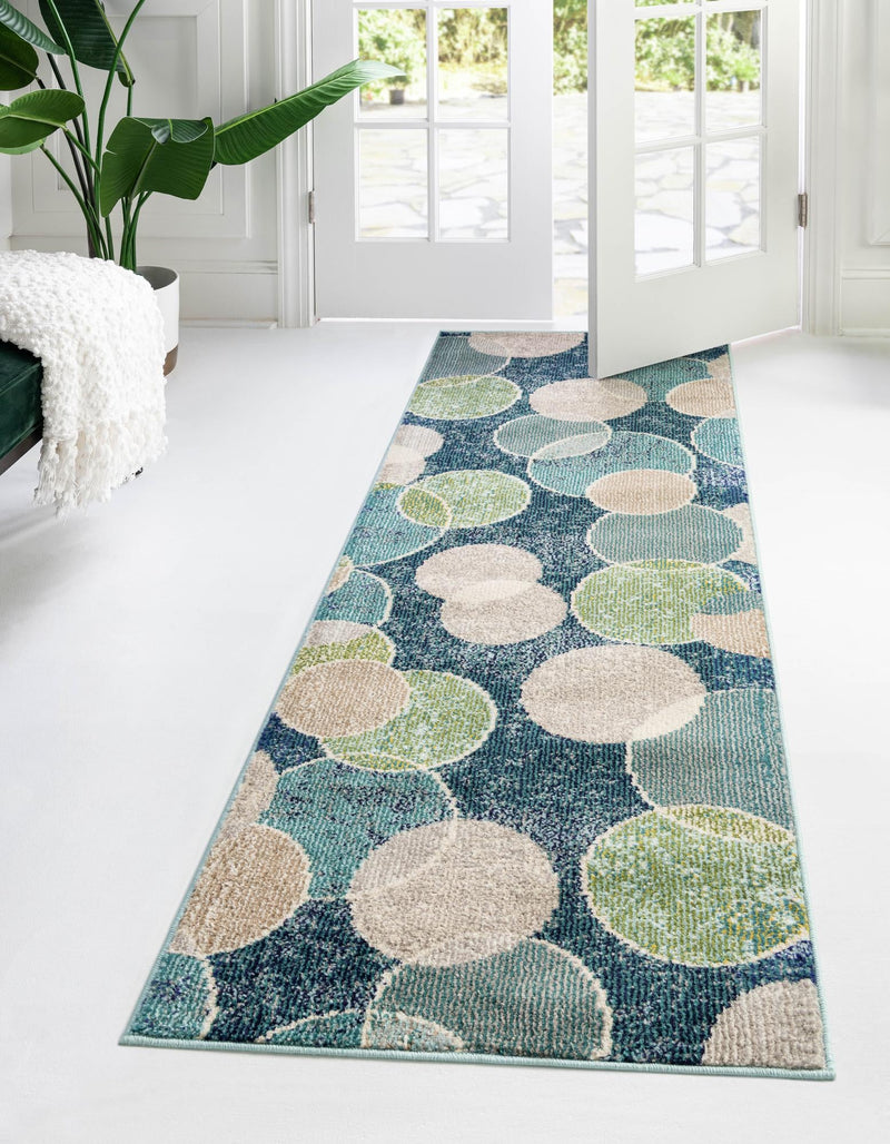 Chromatic Oasis Collection Area Rug -  Zephyr Runner Navy Blue  lifestyle 28