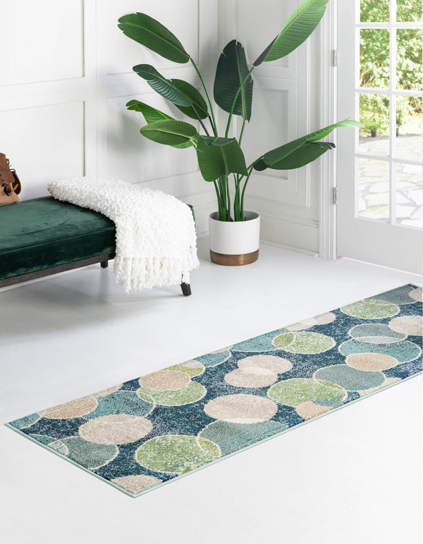Chromatic Oasis Collection Area Rug -  Zephyr Runner Navy Blue  lifestyle 32