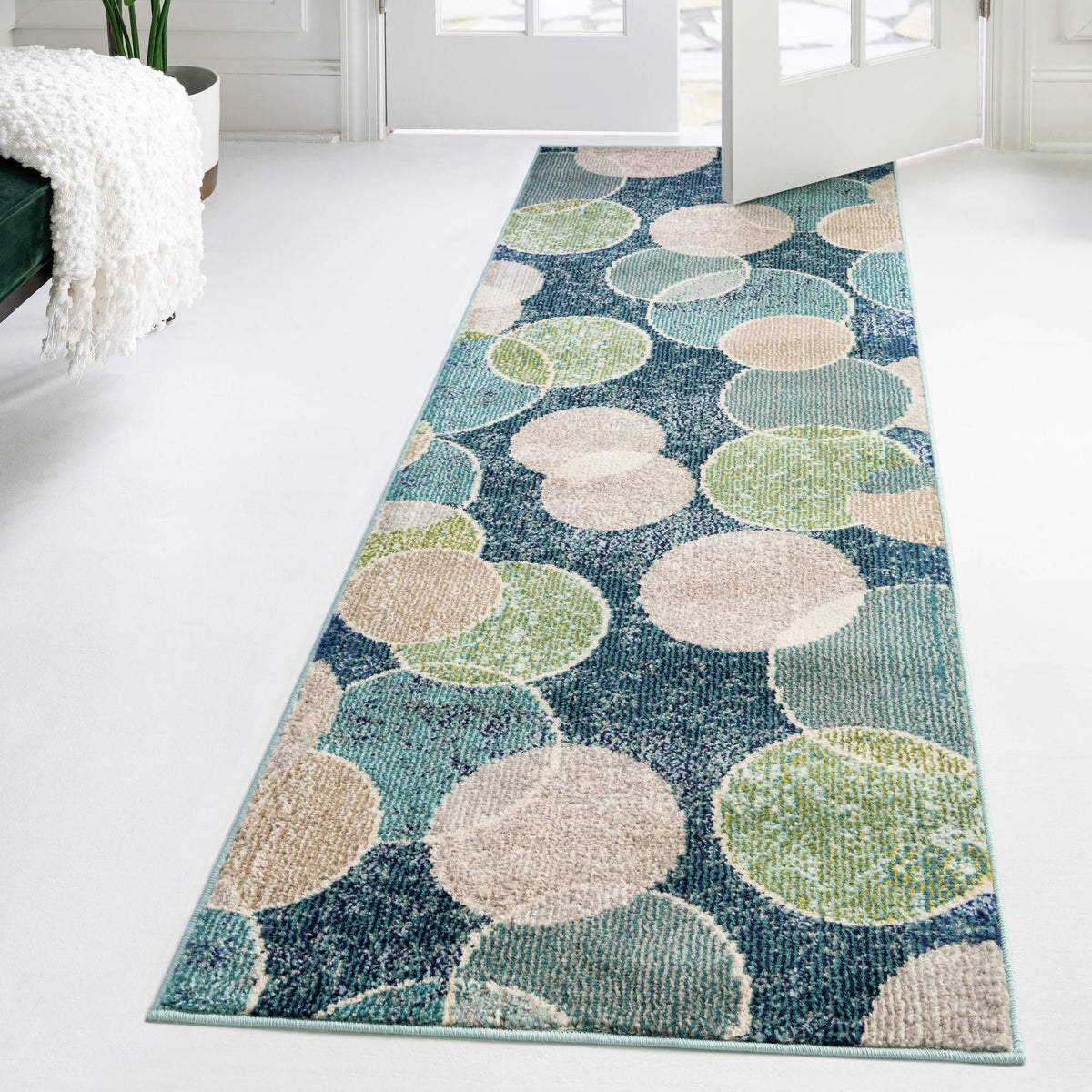 Chromatic Oasis Collection Area Rug -  Zephyr Runner Navy Blue  lifestyle 66