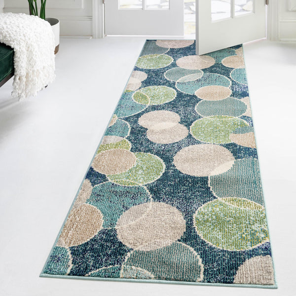 Chromatic Oasis Collection Area Rug -  Zephyr Runner Navy Blue  lifestyle 66