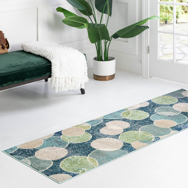 Chromatic Oasis Collection Area Rug -  Zephyr Runner Navy Blue  lifestyle 68