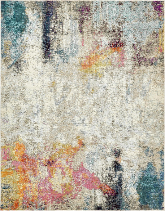 Chromatic Oasis Collection Area Rug -  Azure Rectangle Beige Main
