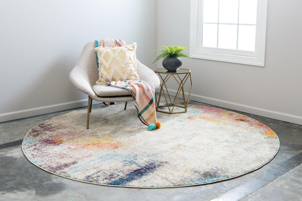 Chromatic Oasis Collection Area Rug -  Azure Round Beige  lifestyle 31