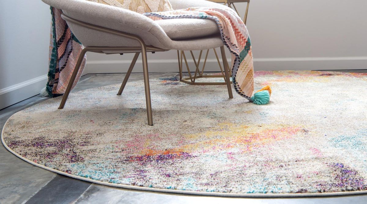 Chromatic Oasis Collection Area Rug -  Azure Round Beige  lifestyle 37