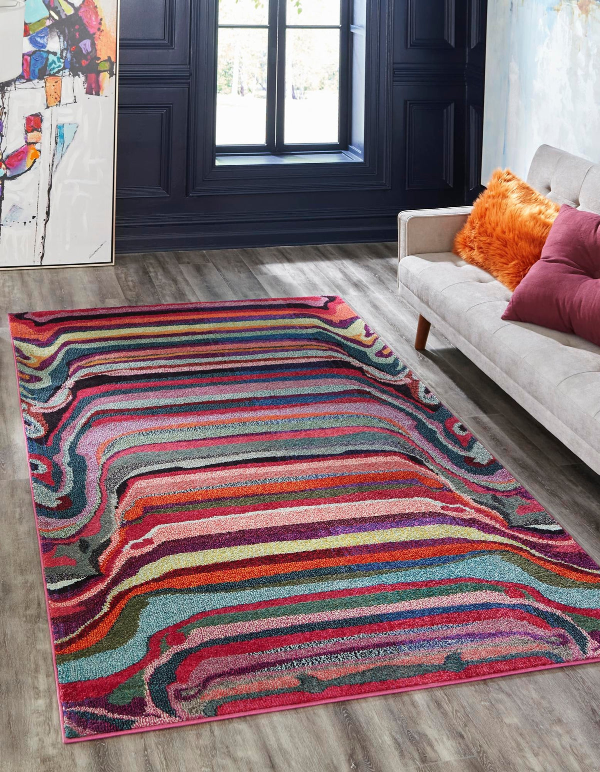 Chromatic Oasis Collection Area Rug -  Dapple Rectangle Multi  lifestyle 2