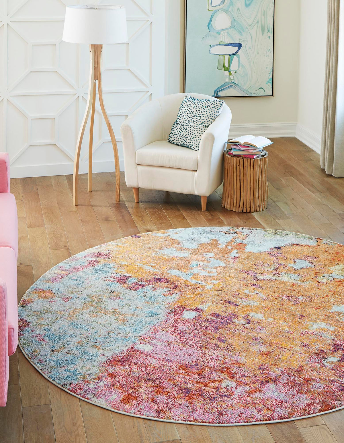 Chromatic Oasis Collection Area Rug -  Haven Round Multi  lifestyle 15