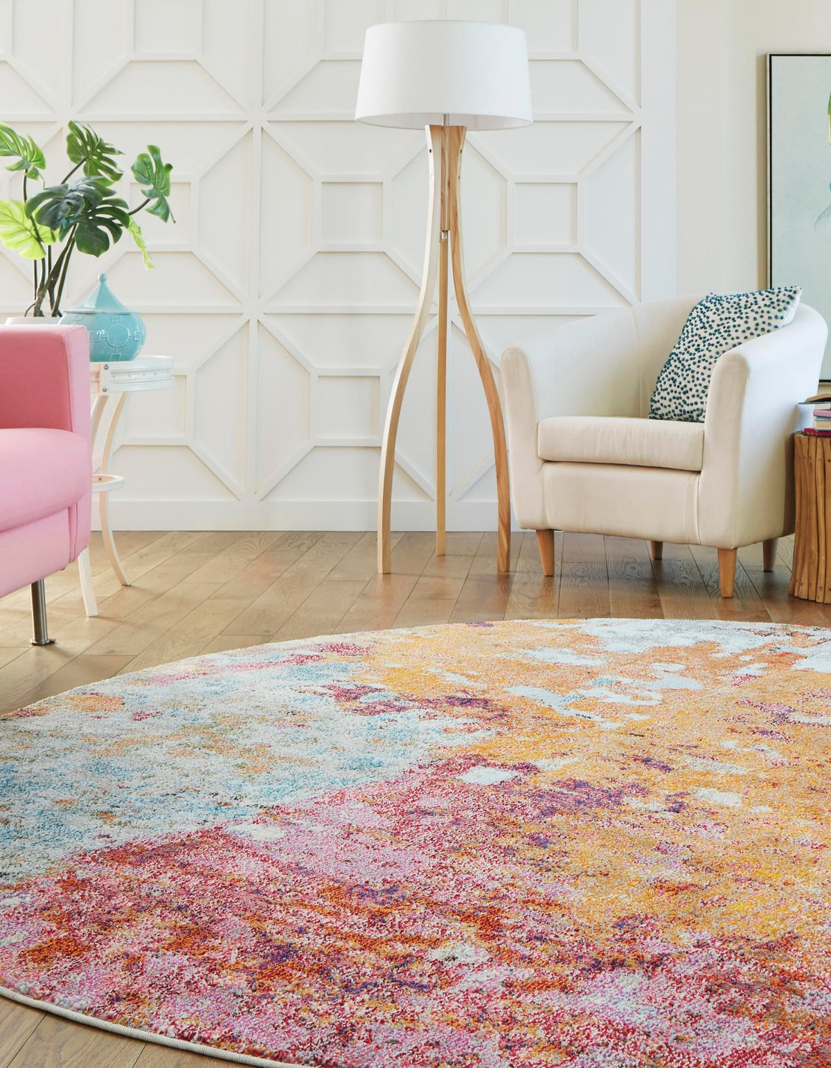 Chromatic Oasis Collection Area Rug -  Haven Round Multi  lifestyle 18