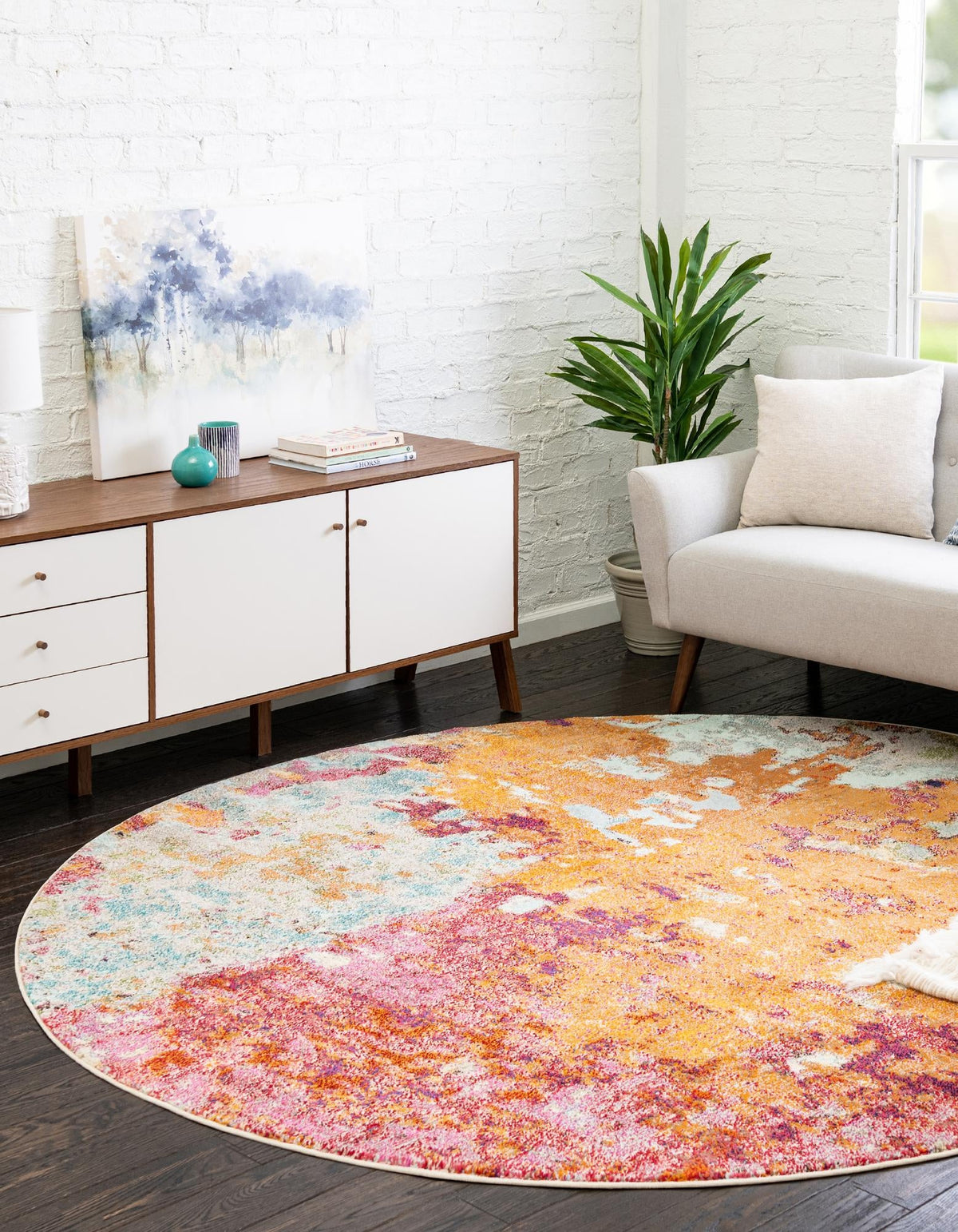 Chromatic Oasis Collection Area Rug -  Haven Round Multi  lifestyle 21