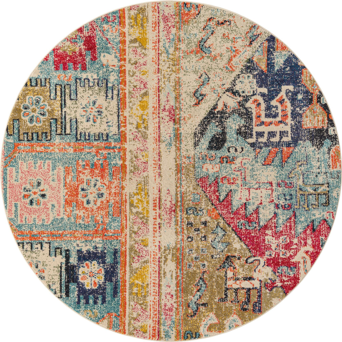 Sierra Collection Area Rug -  Marin Round Multi  lifestyle 16