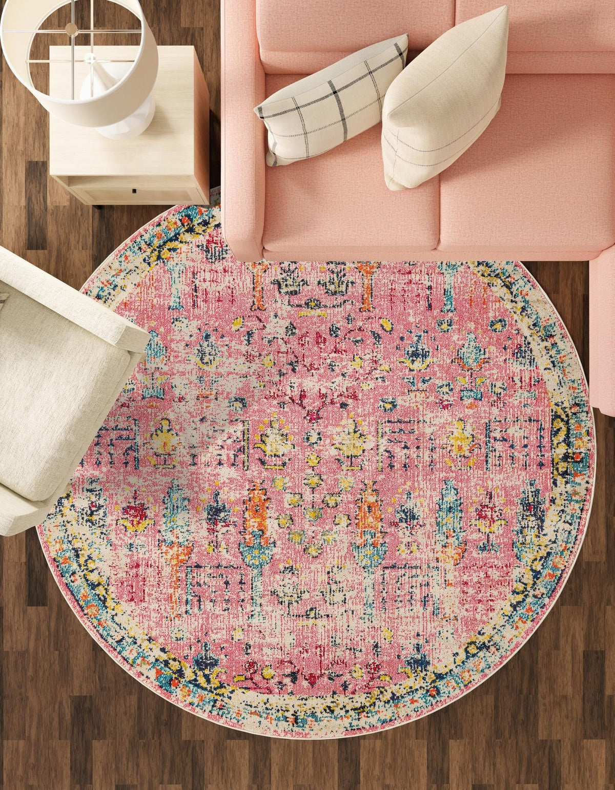 Sierra Collection Area Rug -  Shasta Round Pink  lifestyle 76