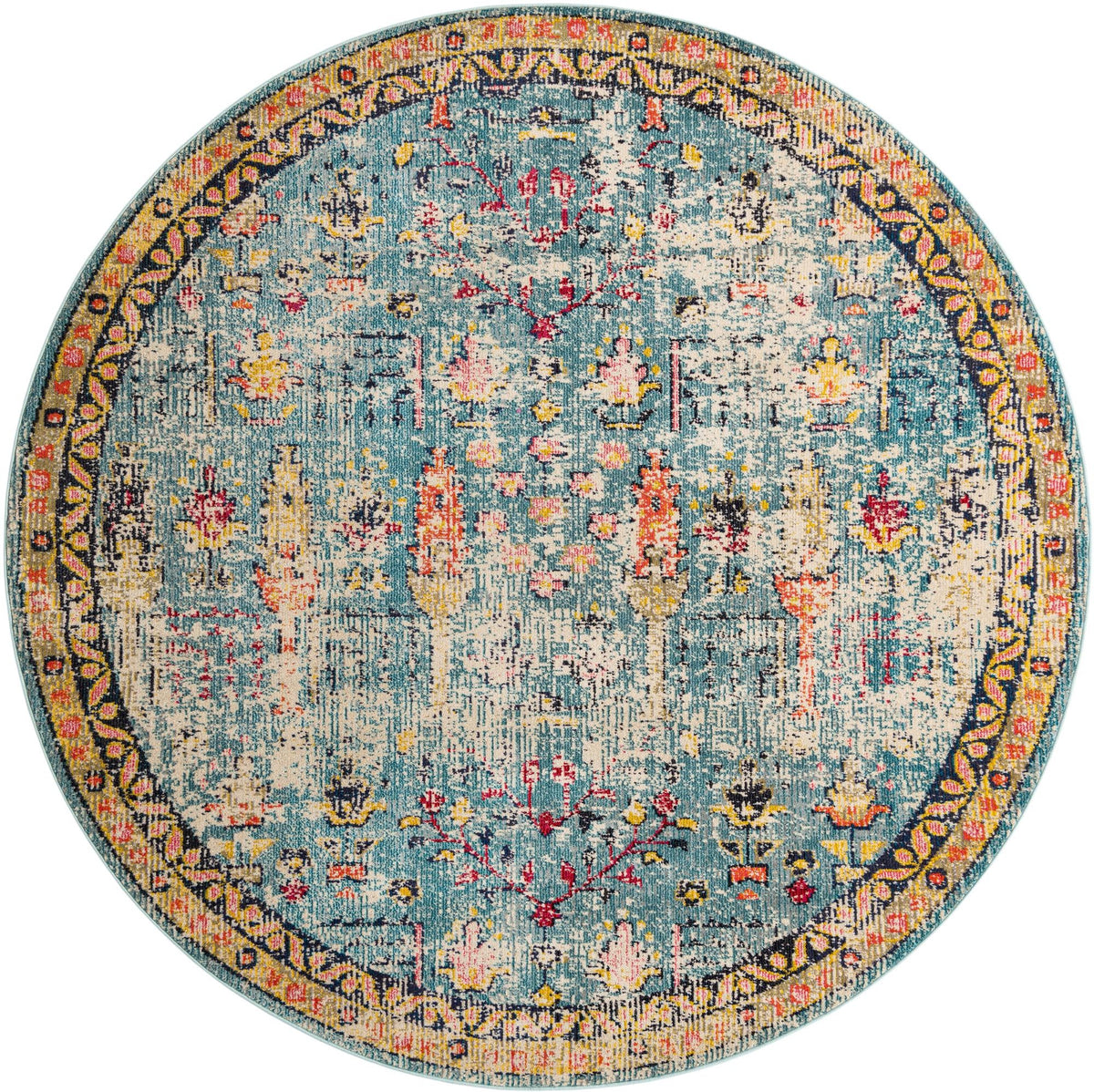 Sierra Collection Area Rug -  Shasta Round Blue  lifestyle 37