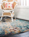 Venetian Tapestry Collection Area Rug - Murano Round Blue  lifestyle 48